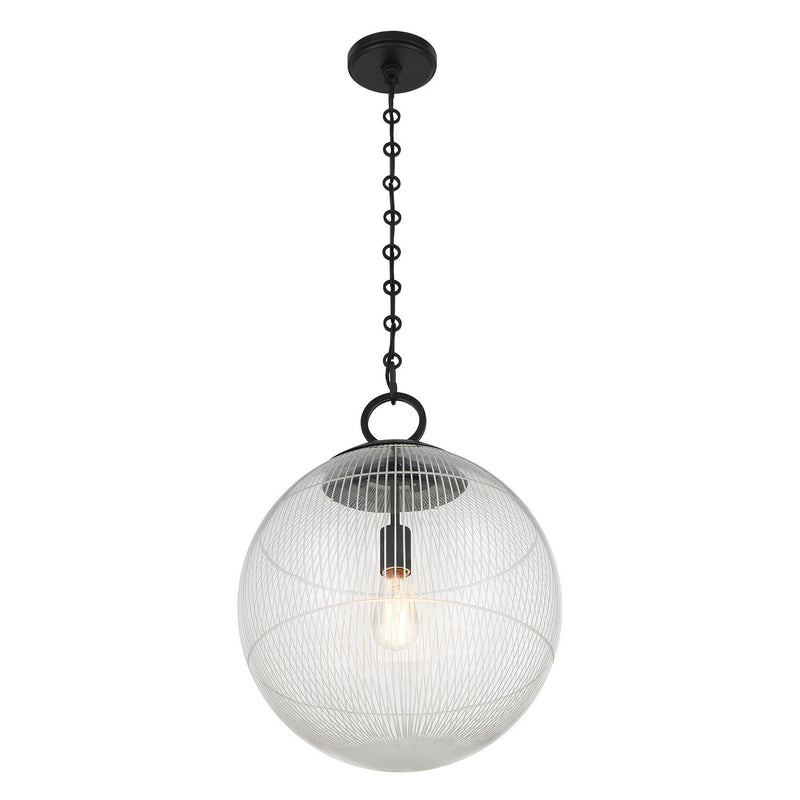 One Light Pendant<br /><span style="color:#4AB0CE;">Entrega: 4-10 dias en USA</span><br /><span style="color:#4AB0CE;font-size:60%;">PREGUNTE POR ENTREGA EN PANAMA</span><br />Collection: Cabot<br />Finish: Matte Black
