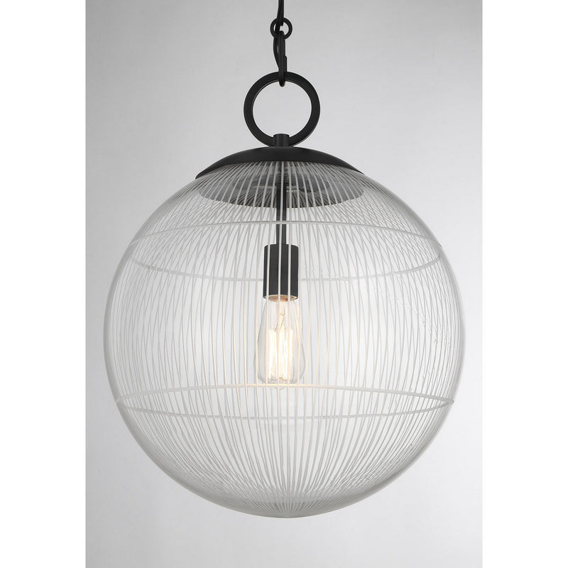 One Light Pendant<br /><span style="color:#4AB0CE;">Entrega: 4-10 dias en USA</span><br /><span style="color:#4AB0CE;font-size:60%;">PREGUNTE POR ENTREGA EN PANAMA</span><br />Collection: Cabot<br />Finish: Matte Black