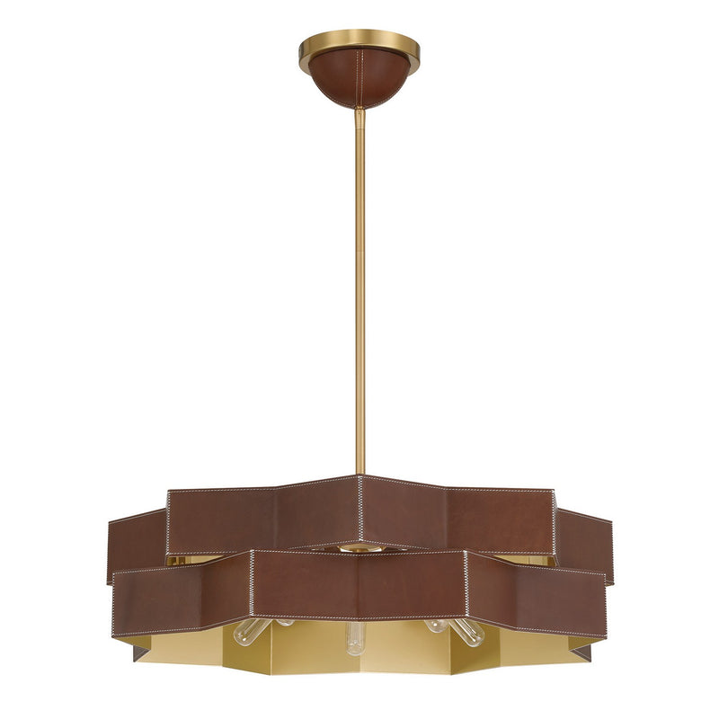 Five Light Pendant<br /><span style="color:#4AB0CE;">Entrega: 4-10 dias en USA</span><br /><span style="color:#4AB0CE;font-size:60%;">PREGUNTE POR ENTREGA EN PANAMA</span><br />Collection: Atherton<br />Finish: Warm Brass