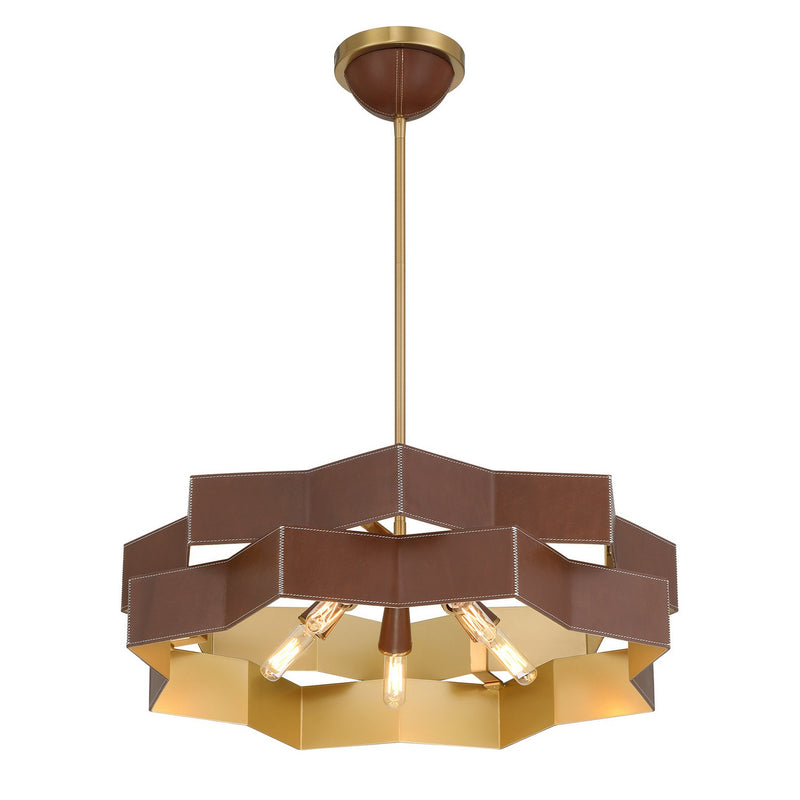Five Light Pendant<br /><span style="color:#4AB0CE;">Entrega: 4-10 dias en USA</span><br /><span style="color:#4AB0CE;font-size:60%;">PREGUNTE POR ENTREGA EN PANAMA</span><br />Collection: Atherton<br />Finish: Warm Brass