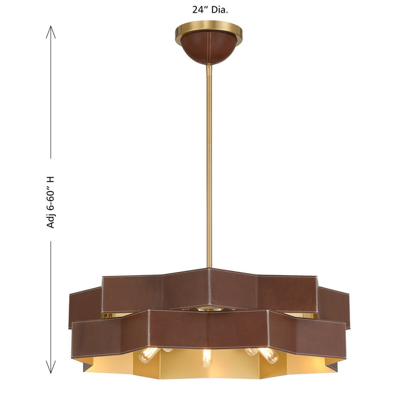 Savoy House - 7-2749-5-322 - Five Light Pendant - Atherton - Warm Brass