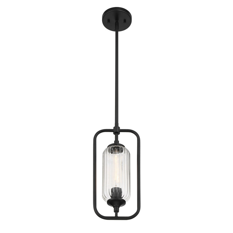 One Light Mini-Pendant<br /><span style="color:#4AB0CE;">Entrega: 4-10 dias en USA</span><br /><span style="color:#4AB0CE;font-size:60%;">PREGUNTE POR ENTREGA EN PANAMA</span><br />Collection: Holton<br />Finish: Matte Black