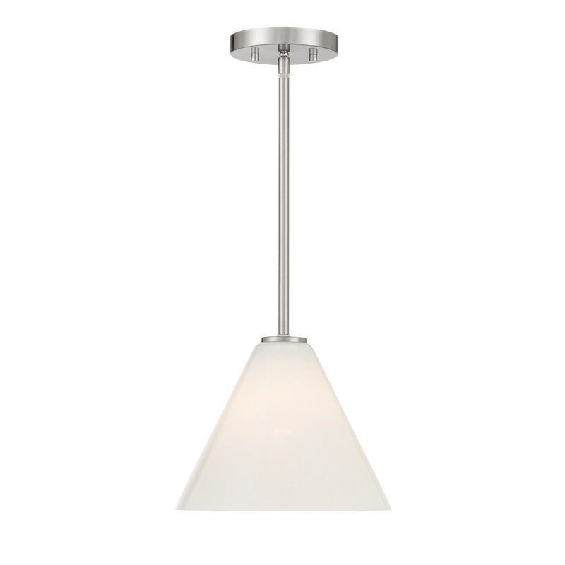One Light Mini-Pendant<br /><span style="color:#4AB0CE;">Entrega: 4-10 dias en USA</span><br /><span style="color:#4AB0CE;font-size:60%;">PREGUNTE POR ENTREGA EN PANAMA</span><br />Collection: Blair<br />Finish: Satin Nickel