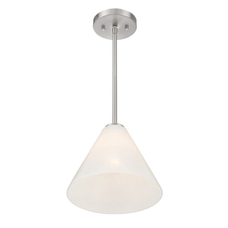 One Light Mini-Pendant<br /><span style="color:#4AB0CE;">Entrega: 4-10 dias en USA</span><br /><span style="color:#4AB0CE;font-size:60%;">PREGUNTE POR ENTREGA EN PANAMA</span><br />Collection: Blair<br />Finish: Satin Nickel