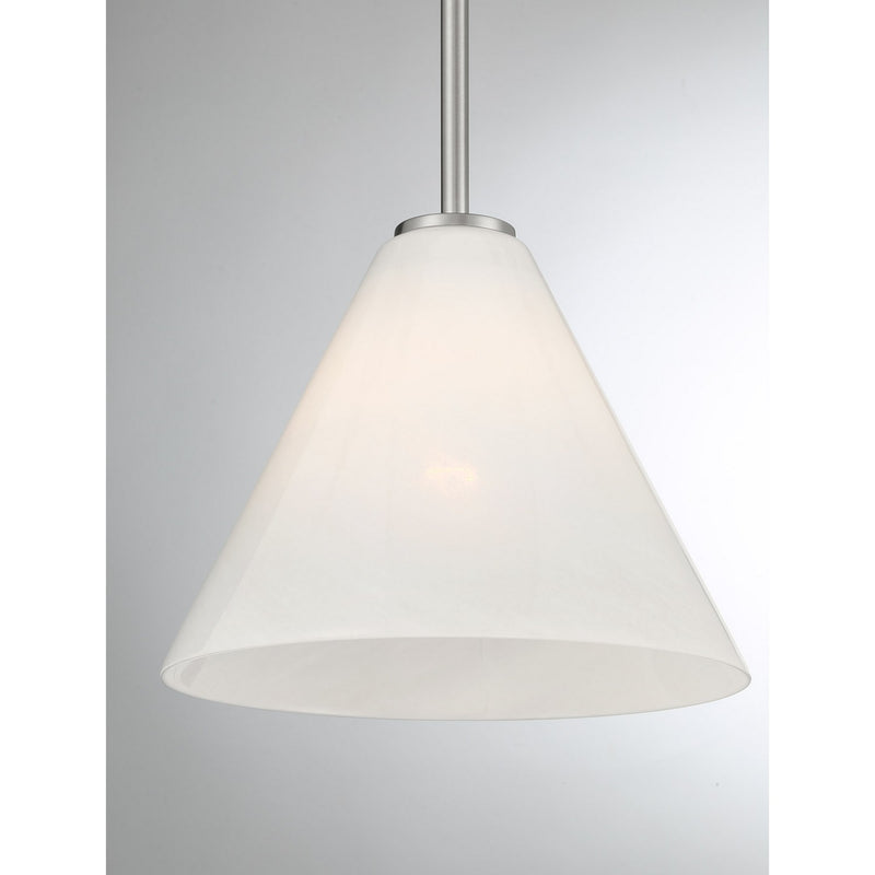One Light Mini-Pendant<br /><span style="color:#4AB0CE;">Entrega: 4-10 dias en USA</span><br /><span style="color:#4AB0CE;font-size:60%;">PREGUNTE POR ENTREGA EN PANAMA</span><br />Collection: Blair<br />Finish: Satin Nickel