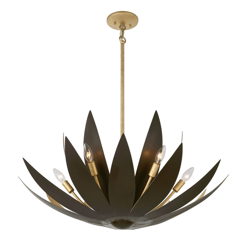 Six Light Pendant<br /><span style="color:#4AB0CE;">Entrega: 4-10 dias en USA</span><br /><span style="color:#4AB0CE;font-size:60%;">PREGUNTE POR ENTREGA EN PANAMA</span><br />Collection: Loto<br />Finish: Centura and Burnished Gold