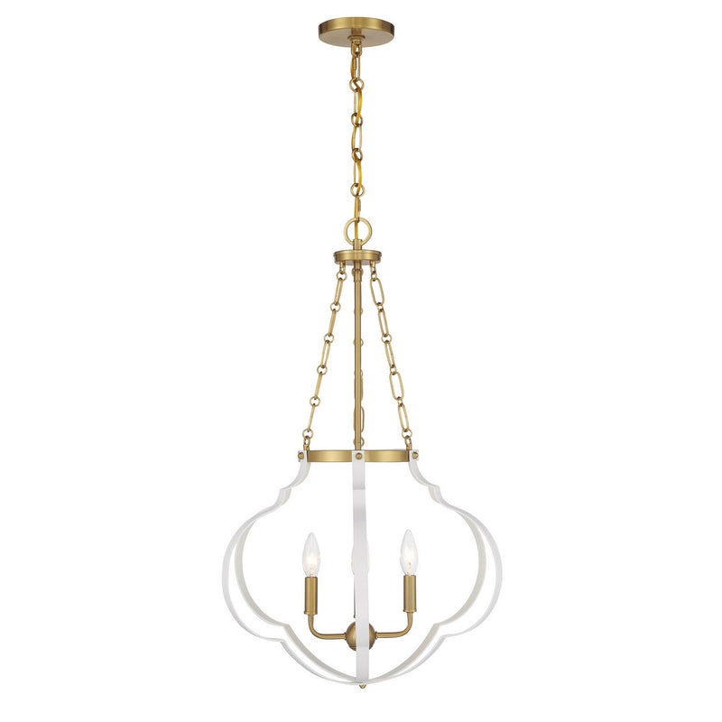 Four Light Pendant<br /><span style="color:#4AB0CE;">Entrega: 4-10 dias en USA</span><br /><span style="color:#4AB0CE;font-size:60%;">PREGUNTE POR ENTREGA EN PANAMA</span><br />Collection: Mercer<br />Finish: White and Warm Brass