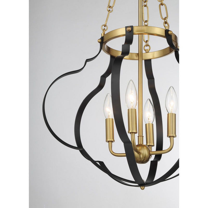 Four Light Pendant<br /><span style="color:#4AB0CE;">Entrega: 4-10 dias en USA</span><br /><span style="color:#4AB0CE;font-size:60%;">PREGUNTE POR ENTREGA EN PANAMA</span><br />Collection: Mercer<br />Finish: Matte Black and Warm Brass