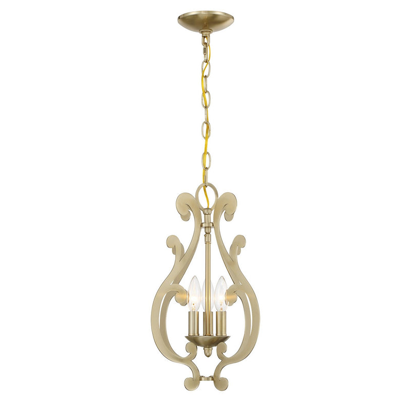Three Light Pendant<br /><span style="color:#4AB0CE;">Entrega: 4-10 dias en USA</span><br /><span style="color:#4AB0CE;font-size:60%;">PREGUNTE POR ENTREGA EN PANAMA</span><br />Collection: Lombard<br />Finish: Noble Brass
