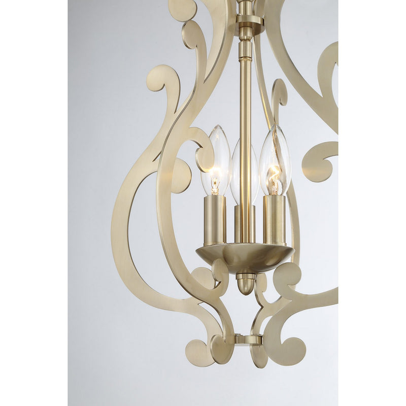 Three Light Pendant<br /><span style="color:#4AB0CE;">Entrega: 4-10 dias en USA</span><br /><span style="color:#4AB0CE;font-size:60%;">PREGUNTE POR ENTREGA EN PANAMA</span><br />Collection: Lombard<br />Finish: Noble Brass