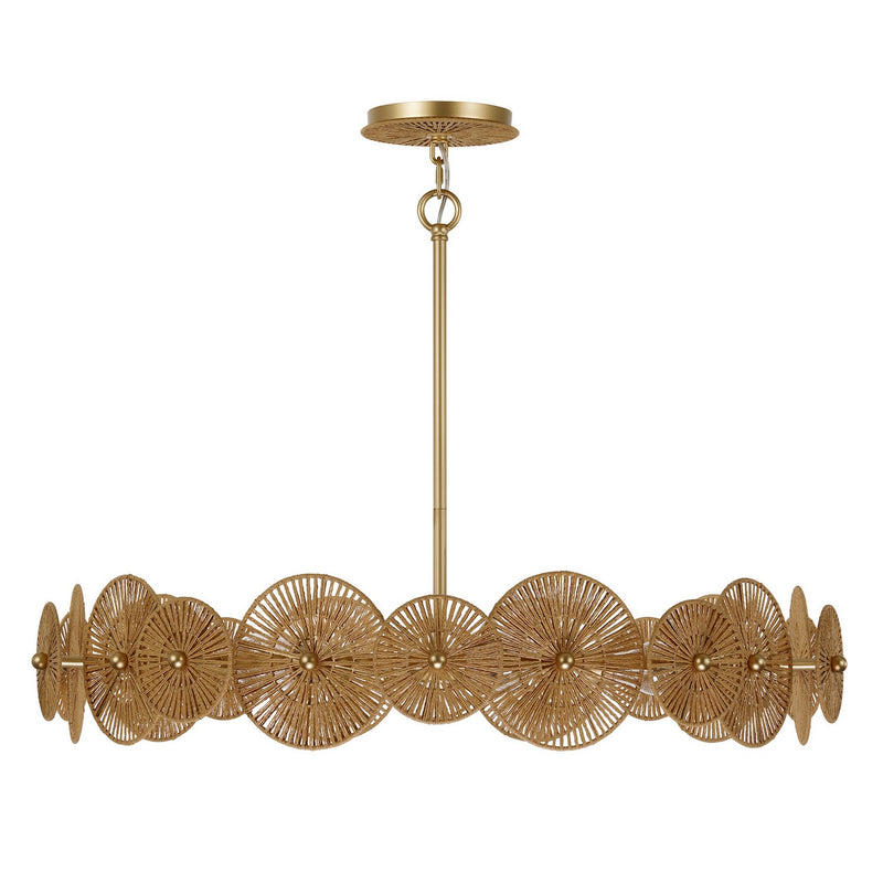Five Light Pendant<br /><span style="color:#4AB0CE;">Entrega: 4-10 dias en USA</span><br /><span style="color:#4AB0CE;font-size:60%;">PREGUNTE POR ENTREGA EN PANAMA</span><br />Collection: Abbott<br />Finish: Distressed Gold