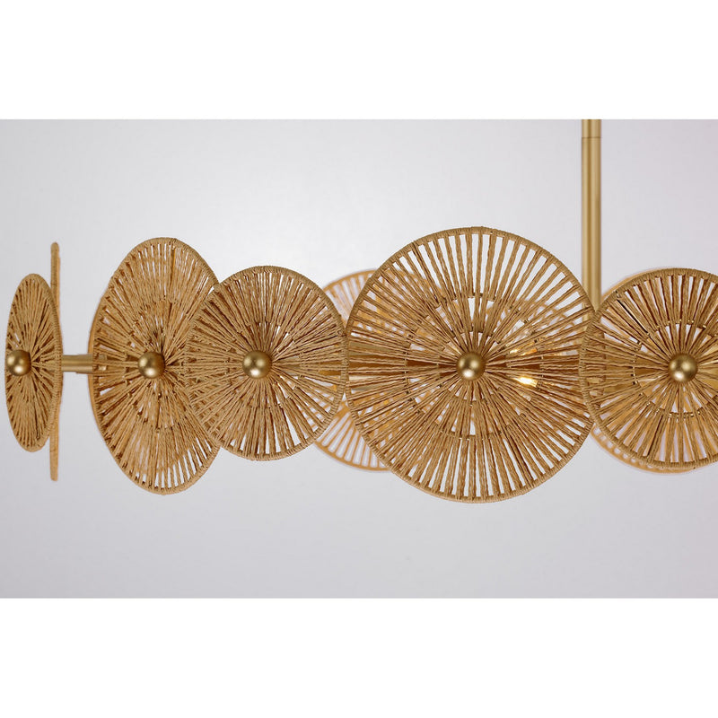 Five Light Pendant<br /><span style="color:#4AB0CE;">Entrega: 4-10 dias en USA</span><br /><span style="color:#4AB0CE;font-size:60%;">PREGUNTE POR ENTREGA EN PANAMA</span><br />Collection: Abbott<br />Finish: Distressed Gold