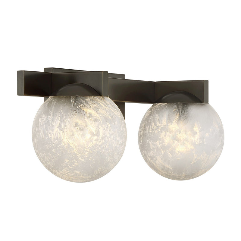 Two Light Bathroom Vanity<br /><span style="color:#4AB0CE;">Entrega: 4-10 dias en USA</span><br /><span style="color:#4AB0CE;font-size:60%;">PREGUNTE POR ENTREGA EN PANAMA</span><br />Collection: Darien<br />Finish: Mediterranean Bronze