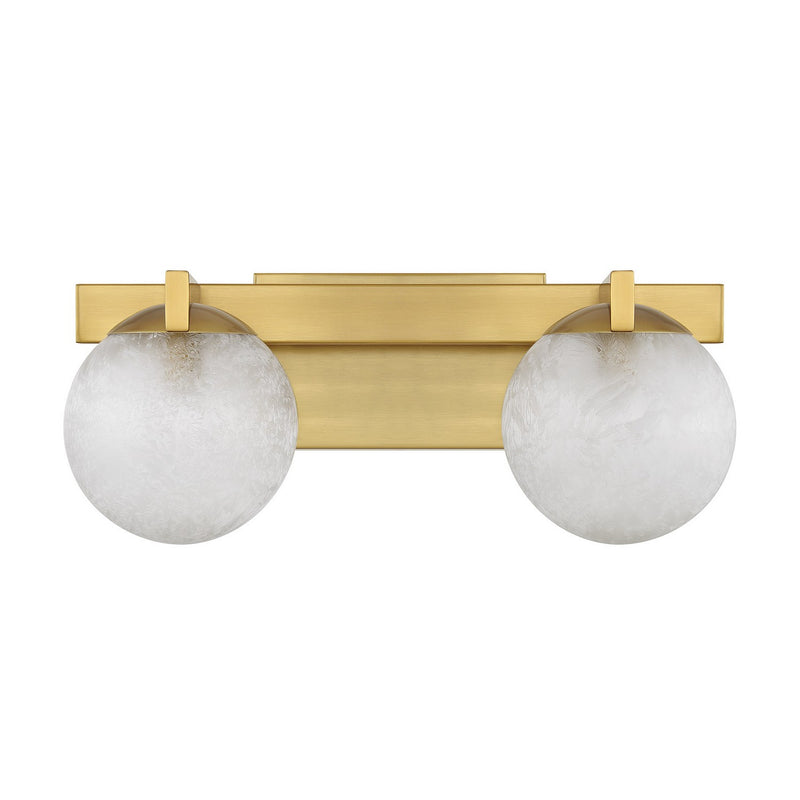 Two Light Bathroom Vanity<br /><span style="color:#4AB0CE;">Entrega: 4-10 dias en USA</span><br /><span style="color:#4AB0CE;font-size:60%;">PREGUNTE POR ENTREGA EN PANAMA</span><br />Collection: Darien<br />Finish: Warm Brass