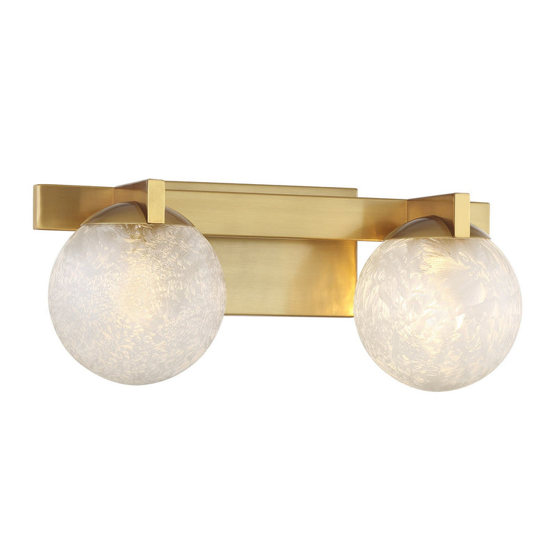 Two Light Bathroom Vanity<br /><span style="color:#4AB0CE;">Entrega: 4-10 dias en USA</span><br /><span style="color:#4AB0CE;font-size:60%;">PREGUNTE POR ENTREGA EN PANAMA</span><br />Collection: Darien<br />Finish: Warm Brass