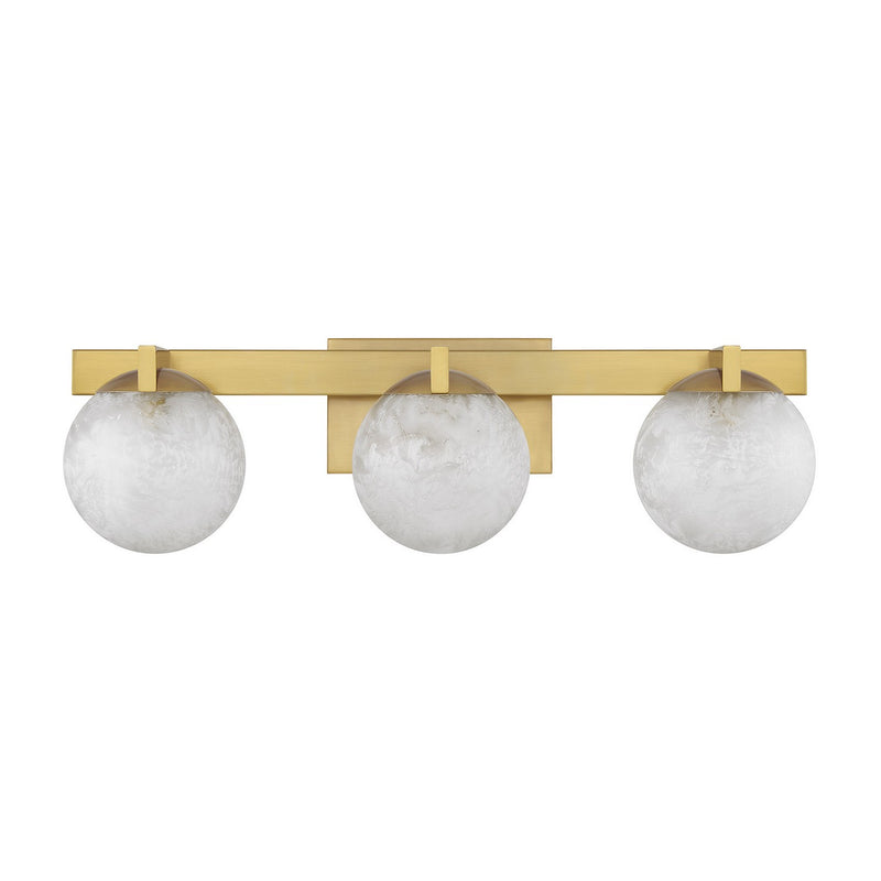 Three Light Bathroom Vanity<br /><span style="color:#4AB0CE;">Entrega: 4-10 dias en USA</span><br /><span style="color:#4AB0CE;font-size:60%;">PREGUNTE POR ENTREGA EN PANAMA</span><br />Collection: Darien<br />Finish: Warm Brass