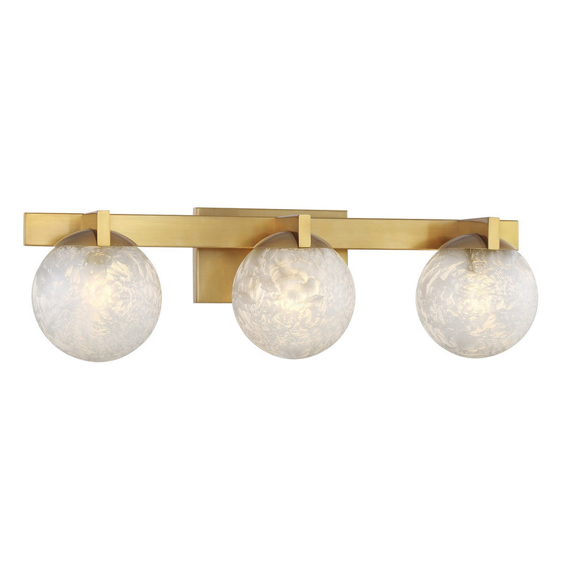 Three Light Bathroom Vanity<br /><span style="color:#4AB0CE;">Entrega: 4-10 dias en USA</span><br /><span style="color:#4AB0CE;font-size:60%;">PREGUNTE POR ENTREGA EN PANAMA</span><br />Collection: Darien<br />Finish: Warm Brass