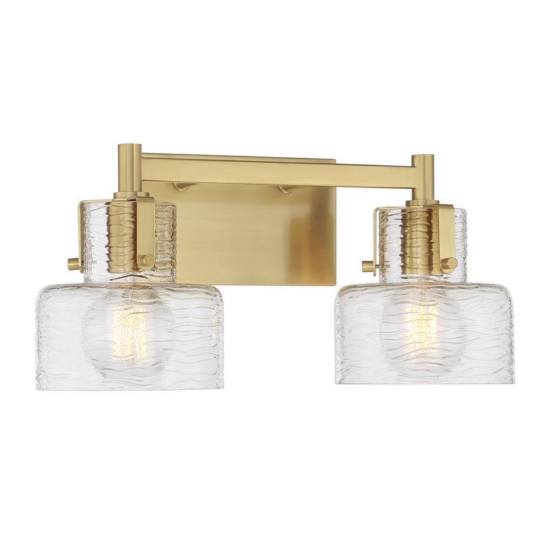 Two Light Bathroom Vanity<br /><span style="color:#4AB0CE;">Entrega: 2-3 semanas en USA</span><br /><span style="color:#4AB0CE;font-size:60%;">PREGUNTE POR ENTREGA EN PANAMA</span><br />Collection: Dover<br />Finish: Warm Brass