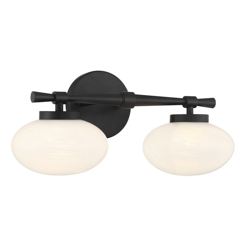 Two Light Bathroom Vanity<br /><span style="color:#4AB0CE;">Entrega: 1-2 semanas en USA</span><br /><span style="color:#4AB0CE;font-size:60%;">PREGUNTE POR ENTREGA EN PANAMA</span><br />Collection: Barrow<br />Finish: Matte Black