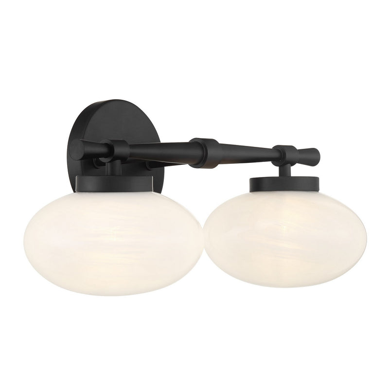 Two Light Bathroom Vanity<br /><span style="color:#4AB0CE;">Entrega: 1-2 semanas en USA</span><br /><span style="color:#4AB0CE;font-size:60%;">PREGUNTE POR ENTREGA EN PANAMA</span><br />Collection: Barrow<br />Finish: Matte Black