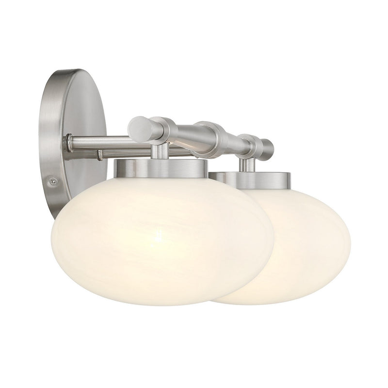 Two Light Bathroom Vanity<br /><span style="color:#4AB0CE;">Entrega: 1-2 semanas en USA</span><br /><span style="color:#4AB0CE;font-size:60%;">PREGUNTE POR ENTREGA EN PANAMA</span><br />Collection: Barrow<br />Finish: Satin Nickel