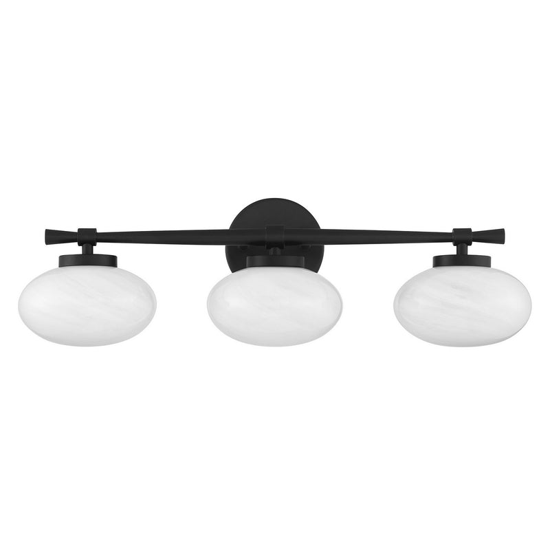 Three Light Bathroom Vanity<br /><span style="color:#4AB0CE;">Entrega: 4-10 dias en USA</span><br /><span style="color:#4AB0CE;font-size:60%;">PREGUNTE POR ENTREGA EN PANAMA</span><br />Collection: Barrow<br />Finish: Matte Black