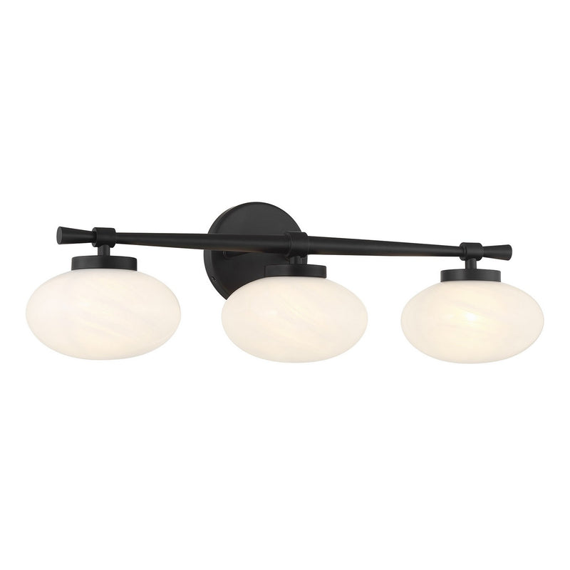 Three Light Bathroom Vanity<br /><span style="color:#4AB0CE;">Entrega: 4-10 dias en USA</span><br /><span style="color:#4AB0CE;font-size:60%;">PREGUNTE POR ENTREGA EN PANAMA</span><br />Collection: Barrow<br />Finish: Matte Black