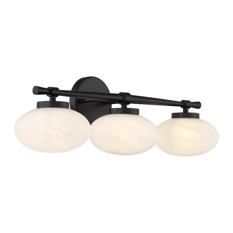 Three Light Bathroom Vanity<br /><span style="color:#4AB0CE;">Entrega: 4-10 dias en USA</span><br /><span style="color:#4AB0CE;font-size:60%;">PREGUNTE POR ENTREGA EN PANAMA</span><br />Collection: Barrow<br />Finish: Matte Black