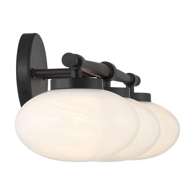 Three Light Bathroom Vanity<br /><span style="color:#4AB0CE;">Entrega: 4-10 dias en USA</span><br /><span style="color:#4AB0CE;font-size:60%;">PREGUNTE POR ENTREGA EN PANAMA</span><br />Collection: Barrow<br />Finish: Matte Black