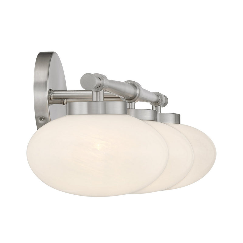 Three Light Bathroom Vanity<br /><span style="color:#4AB0CE;">Entrega: 1-2 semanas en USA</span><br /><span style="color:#4AB0CE;font-size:60%;">PREGUNTE POR ENTREGA EN PANAMA</span><br />Collection: Barrow<br />Finish: Satin Nickel