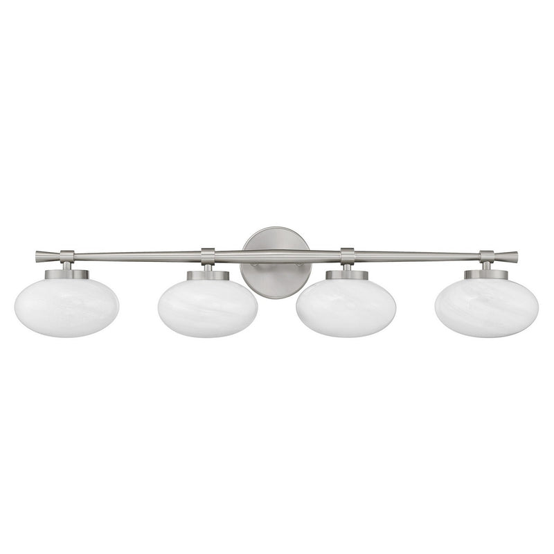 Four Light Bathroom Vanity<br /><span style="color:#4AB0CE;">Entrega: 4-10 dias en USA</span><br /><span style="color:#4AB0CE;font-size:60%;">PREGUNTE POR ENTREGA EN PANAMA</span><br />Collection: Barrow<br />Finish: Satin Nickel
