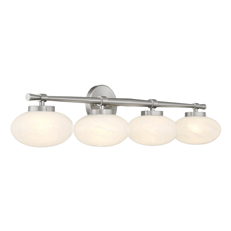 Four Light Bathroom Vanity<br /><span style="color:#4AB0CE;">Entrega: 4-10 dias en USA</span><br /><span style="color:#4AB0CE;font-size:60%;">PREGUNTE POR ENTREGA EN PANAMA</span><br />Collection: Barrow<br />Finish: Satin Nickel