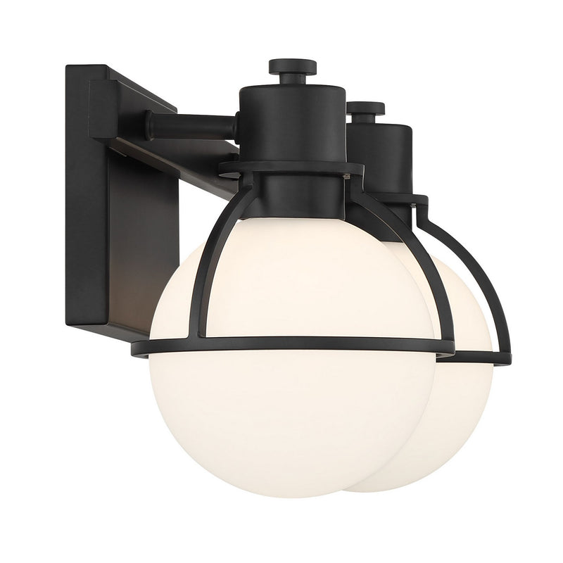 Two Light Bathroom Vanity<br /><span style="color:#4AB0CE;">Entrega: 3-4 semanas en USA</span><br /><span style="color:#4AB0CE;font-size:60%;">PREGUNTE POR ENTREGA EN PANAMA</span><br />Collection: Pierce<br />Finish: Matte Black