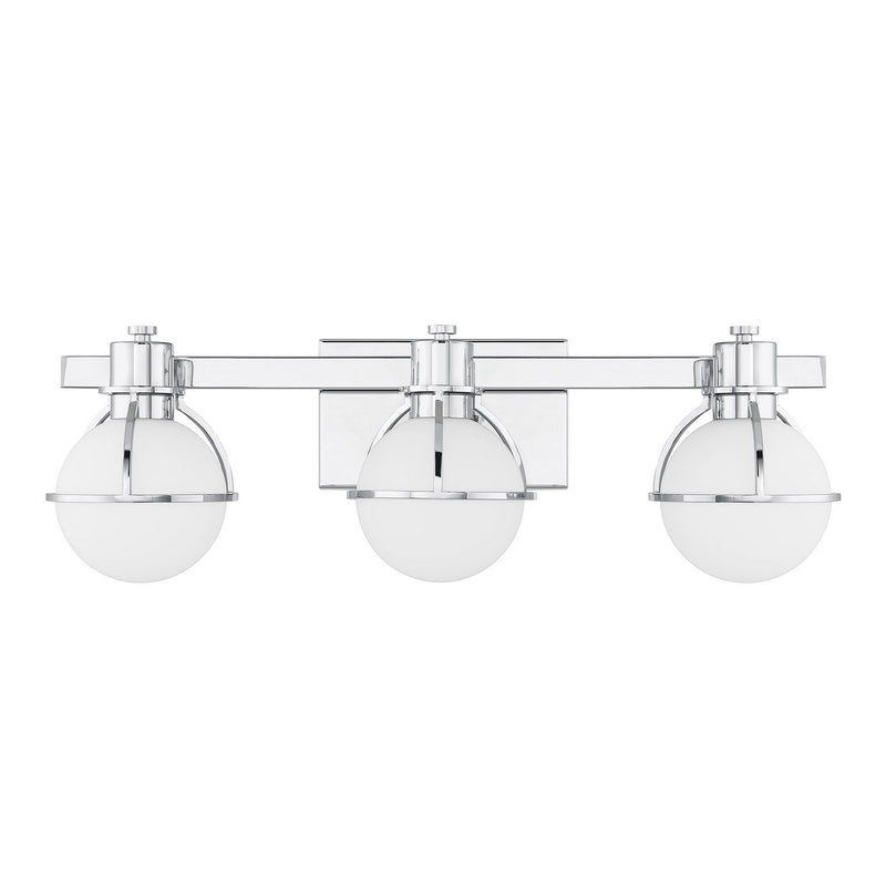 Three Light Bathroom Vanity<br /><span style="color:#4AB0CE;">Entrega: 3-4 semanas en USA</span><br /><span style="color:#4AB0CE;font-size:60%;">PREGUNTE POR ENTREGA EN PANAMA</span><br />Collection: Pierce<br />Finish: Chrome