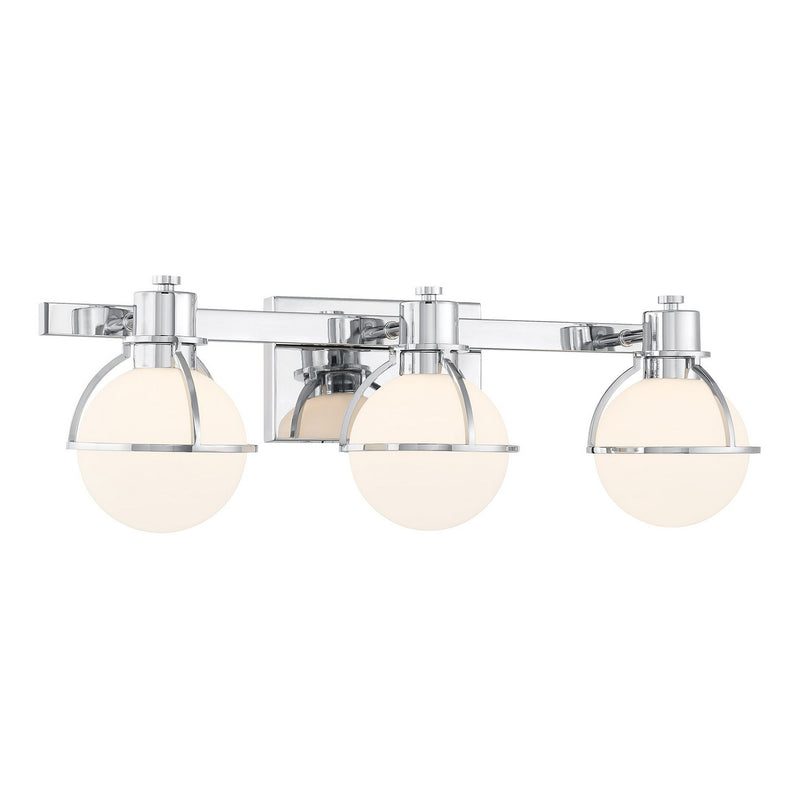Three Light Bathroom Vanity<br /><span style="color:#4AB0CE;">Entrega: 3-4 semanas en USA</span><br /><span style="color:#4AB0CE;font-size:60%;">PREGUNTE POR ENTREGA EN PANAMA</span><br />Collection: Pierce<br />Finish: Chrome