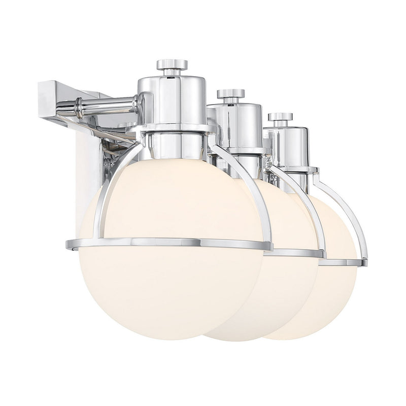 Three Light Bathroom Vanity<br /><span style="color:#4AB0CE;">Entrega: 3-4 semanas en USA</span><br /><span style="color:#4AB0CE;font-size:60%;">PREGUNTE POR ENTREGA EN PANAMA</span><br />Collection: Pierce<br />Finish: Chrome