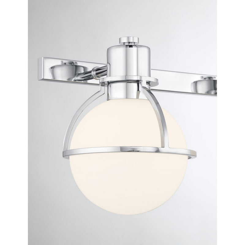 Three Light Bathroom Vanity<br /><span style="color:#4AB0CE;">Entrega: 3-4 semanas en USA</span><br /><span style="color:#4AB0CE;font-size:60%;">PREGUNTE POR ENTREGA EN PANAMA</span><br />Collection: Pierce<br />Finish: Chrome