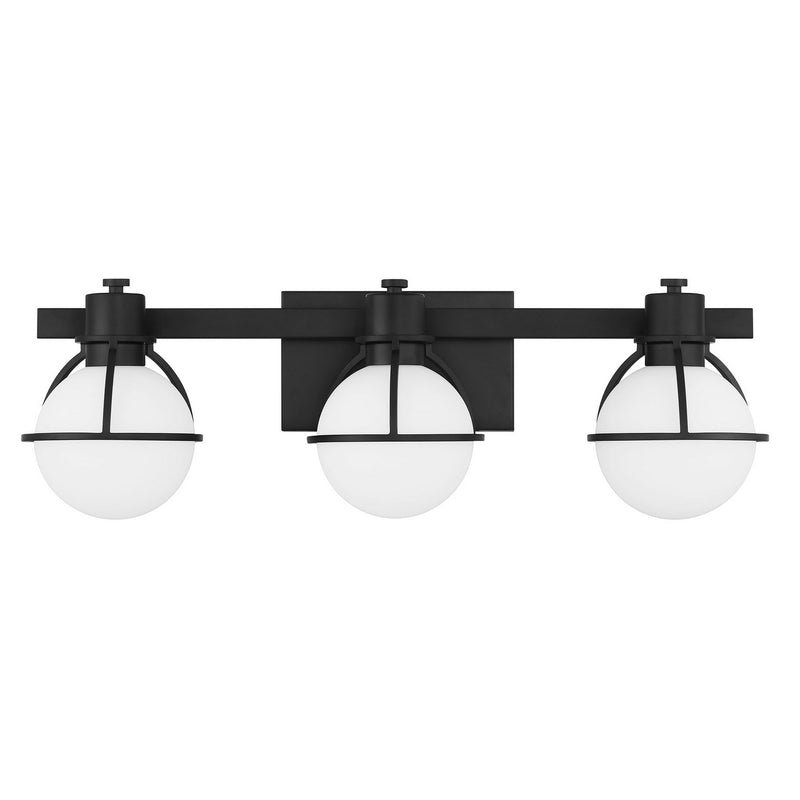 Three Light Bathroom Vanity<br /><span style="color:#4AB0CE;">Entrega: 3-4 semanas en USA</span><br /><span style="color:#4AB0CE;font-size:60%;">PREGUNTE POR ENTREGA EN PANAMA</span><br />Collection: Pierce<br />Finish: Matte Black
