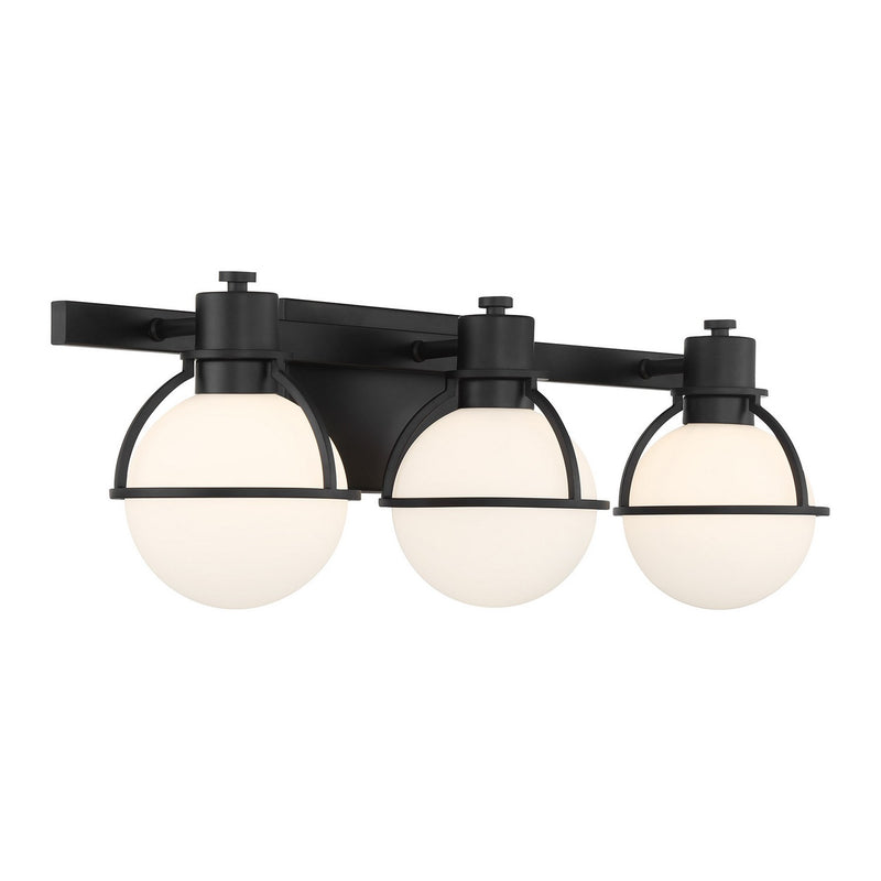 Three Light Bathroom Vanity<br /><span style="color:#4AB0CE;">Entrega: 3-4 semanas en USA</span><br /><span style="color:#4AB0CE;font-size:60%;">PREGUNTE POR ENTREGA EN PANAMA</span><br />Collection: Pierce<br />Finish: Matte Black