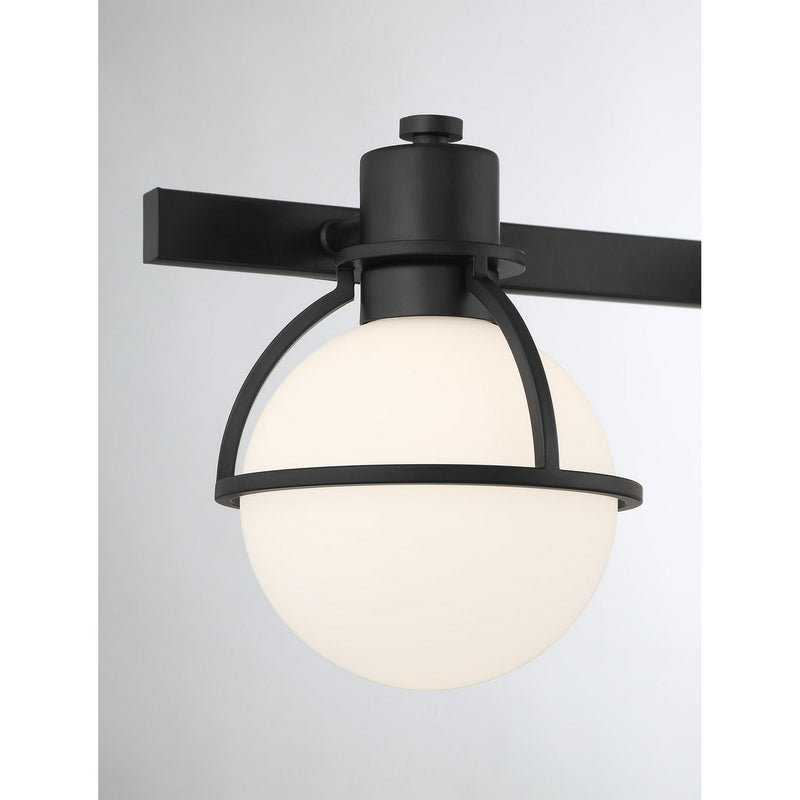 Three Light Bathroom Vanity<br /><span style="color:#4AB0CE;">Entrega: 3-4 semanas en USA</span><br /><span style="color:#4AB0CE;font-size:60%;">PREGUNTE POR ENTREGA EN PANAMA</span><br />Collection: Pierce<br />Finish: Matte Black