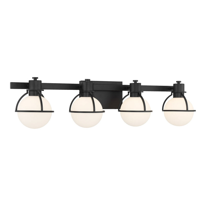 Four Light Bathroom Vanity<br /><span style="color:#4AB0CE;">Entrega: 3-4 semanas en USA</span><br /><span style="color:#4AB0CE;font-size:60%;">PREGUNTE POR ENTREGA EN PANAMA</span><br />Collection: Pierce<br />Finish: Matte Black