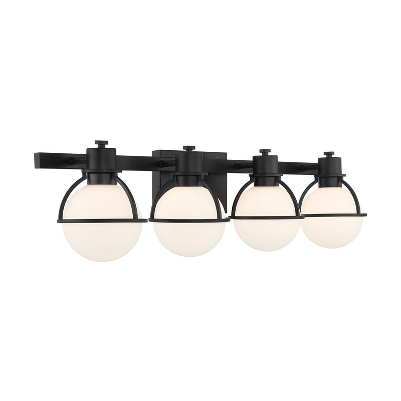 Four Light Bathroom Vanity<br /><span style="color:#4AB0CE;">Entrega: 3-4 semanas en USA</span><br /><span style="color:#4AB0CE;font-size:60%;">PREGUNTE POR ENTREGA EN PANAMA</span><br />Collection: Pierce<br />Finish: Matte Black