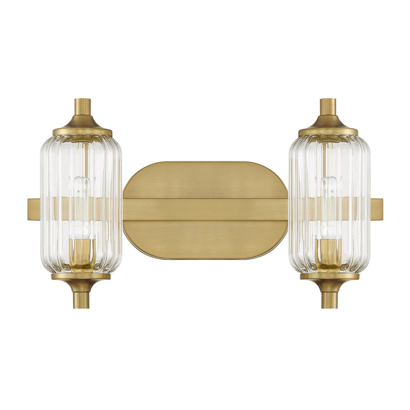 Two Light Bathroom Vanity<br /><span style="color:#4AB0CE;">Entrega: 4-10 dias en USA</span><br /><span style="color:#4AB0CE;font-size:60%;">PREGUNTE POR ENTREGA EN PANAMA</span><br />Collection: Holton<br />Finish: Warm Brass
