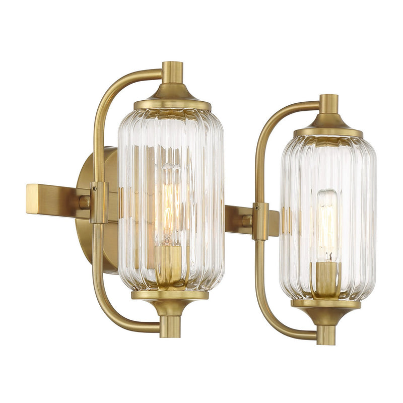 Two Light Bathroom Vanity<br /><span style="color:#4AB0CE;">Entrega: 4-10 dias en USA</span><br /><span style="color:#4AB0CE;font-size:60%;">PREGUNTE POR ENTREGA EN PANAMA</span><br />Collection: Holton<br />Finish: Warm Brass