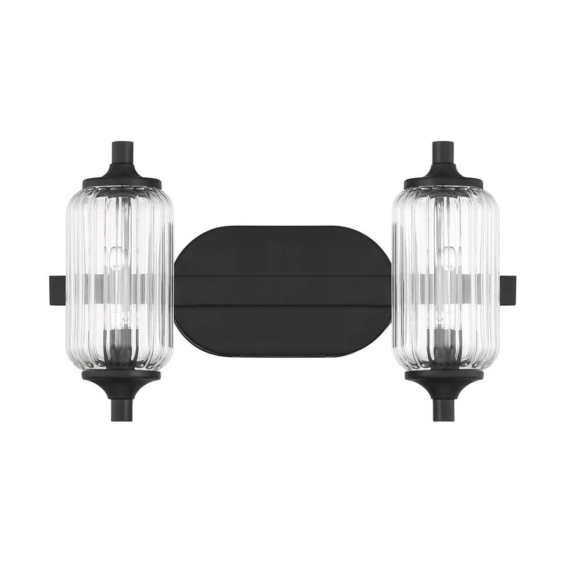 Two Light Bathroom Vanity<br /><span style="color:#4AB0CE;">Entrega: 3-4 semanas en USA</span><br /><span style="color:#4AB0CE;font-size:60%;">PREGUNTE POR ENTREGA EN PANAMA</span><br />Collection: Holton<br />Finish: Matte Black
