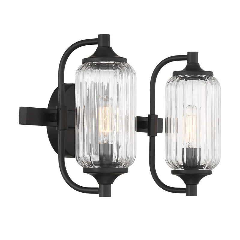 Two Light Bathroom Vanity<br /><span style="color:#4AB0CE;">Entrega: 3-4 semanas en USA</span><br /><span style="color:#4AB0CE;font-size:60%;">PREGUNTE POR ENTREGA EN PANAMA</span><br />Collection: Holton<br />Finish: Matte Black