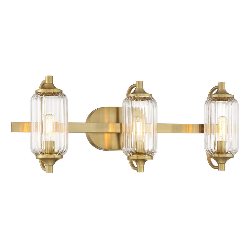 Three Light Bathroom Vanity<br /><span style="color:#4AB0CE;">Entrega: 4-10 dias en USA</span><br /><span style="color:#4AB0CE;font-size:60%;">PREGUNTE POR ENTREGA EN PANAMA</span><br />Collection: Holton<br />Finish: Warm Brass