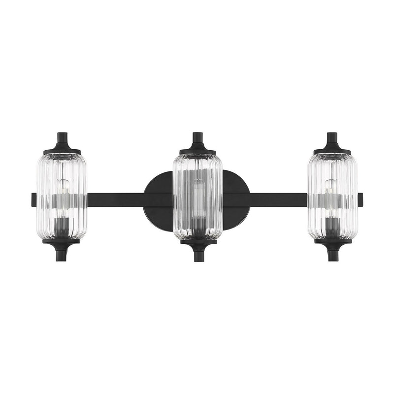 Three Light Bathroom Vanity<br /><span style="color:#4AB0CE;">Entrega: 3-4 semanas en USA</span><br /><span style="color:#4AB0CE;font-size:60%;">PREGUNTE POR ENTREGA EN PANAMA</span><br />Collection: Holton<br />Finish: Matte Black