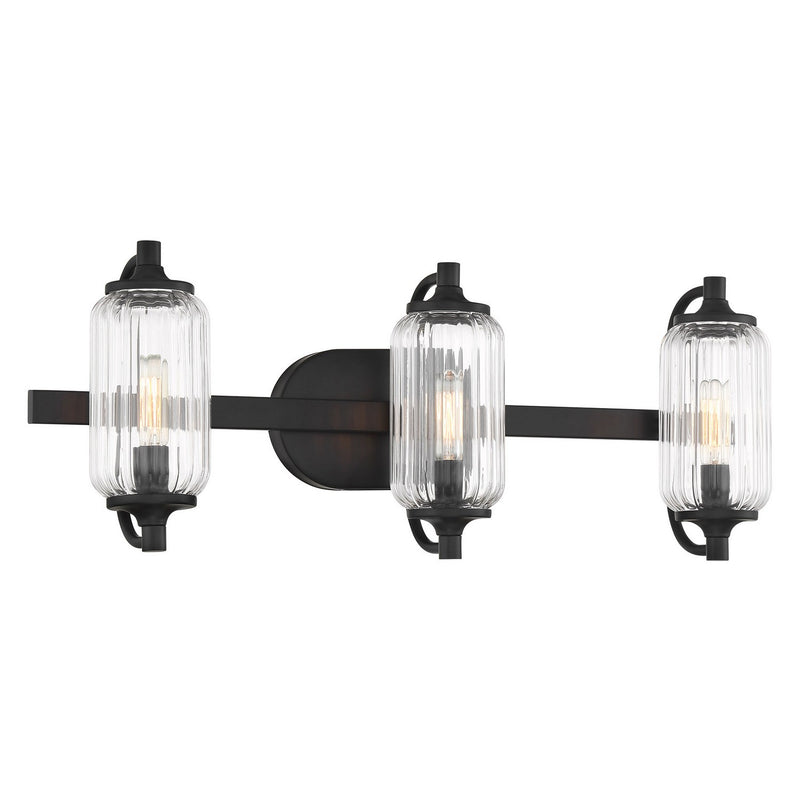 Three Light Bathroom Vanity<br /><span style="color:#4AB0CE;">Entrega: 3-4 semanas en USA</span><br /><span style="color:#4AB0CE;font-size:60%;">PREGUNTE POR ENTREGA EN PANAMA</span><br />Collection: Holton<br />Finish: Matte Black