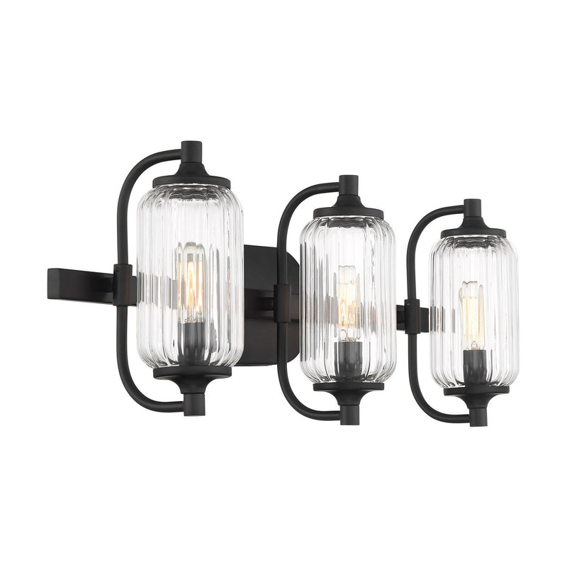 Three Light Bathroom Vanity<br /><span style="color:#4AB0CE;">Entrega: 3-4 semanas en USA</span><br /><span style="color:#4AB0CE;font-size:60%;">PREGUNTE POR ENTREGA EN PANAMA</span><br />Collection: Holton<br />Finish: Matte Black